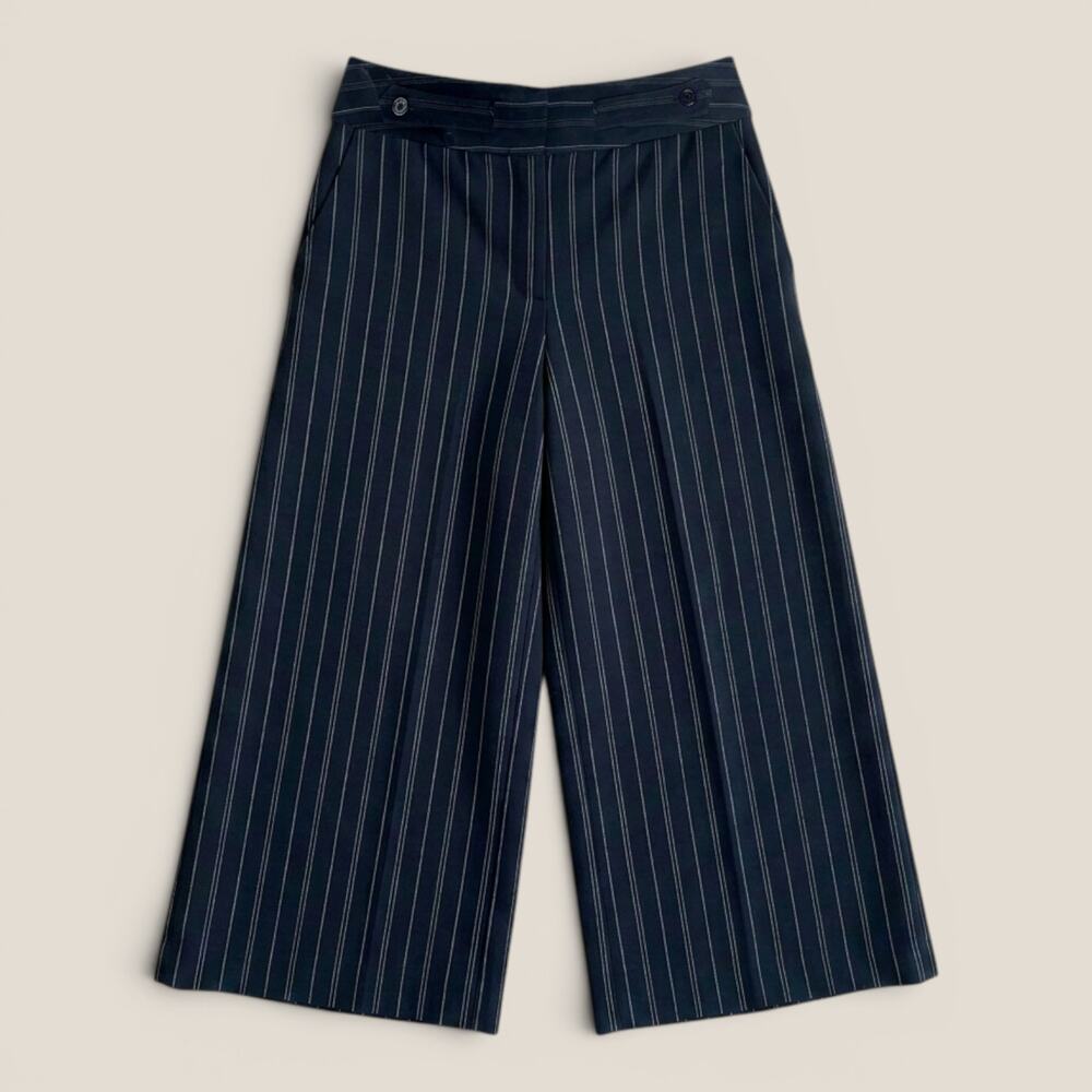 Larry Levine 90s Vintage High Waist Pinstripe Culottes Gaucho Pants Size 6